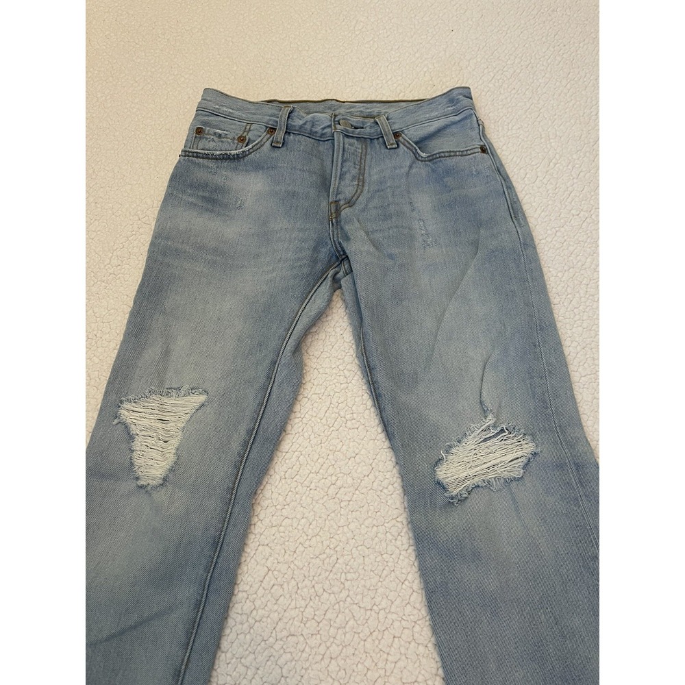 Levis 501 CT Custom Tapered Distressed Light Wash Jeans Womens W24 L32